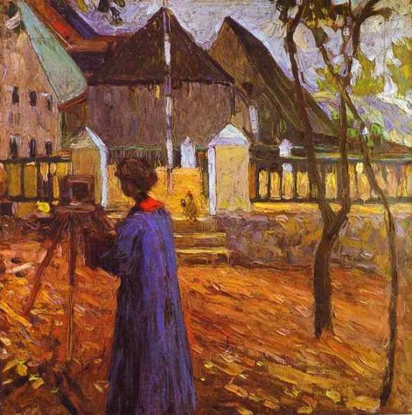 Gabriele Munter Painting In Kallmunz by Abstract expressionism